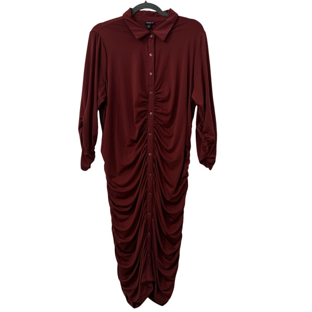 Torrid At The Knee Studio Knit‎ Shirred Shirtdress Size 2X Rust Brown Whimsigoth